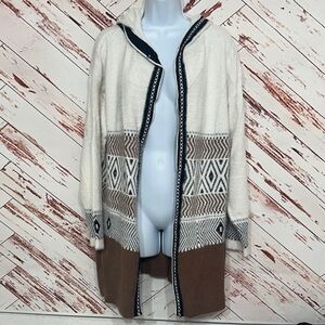 Nwt Autumn Skye Women's White and Brown Cardigan Sweater